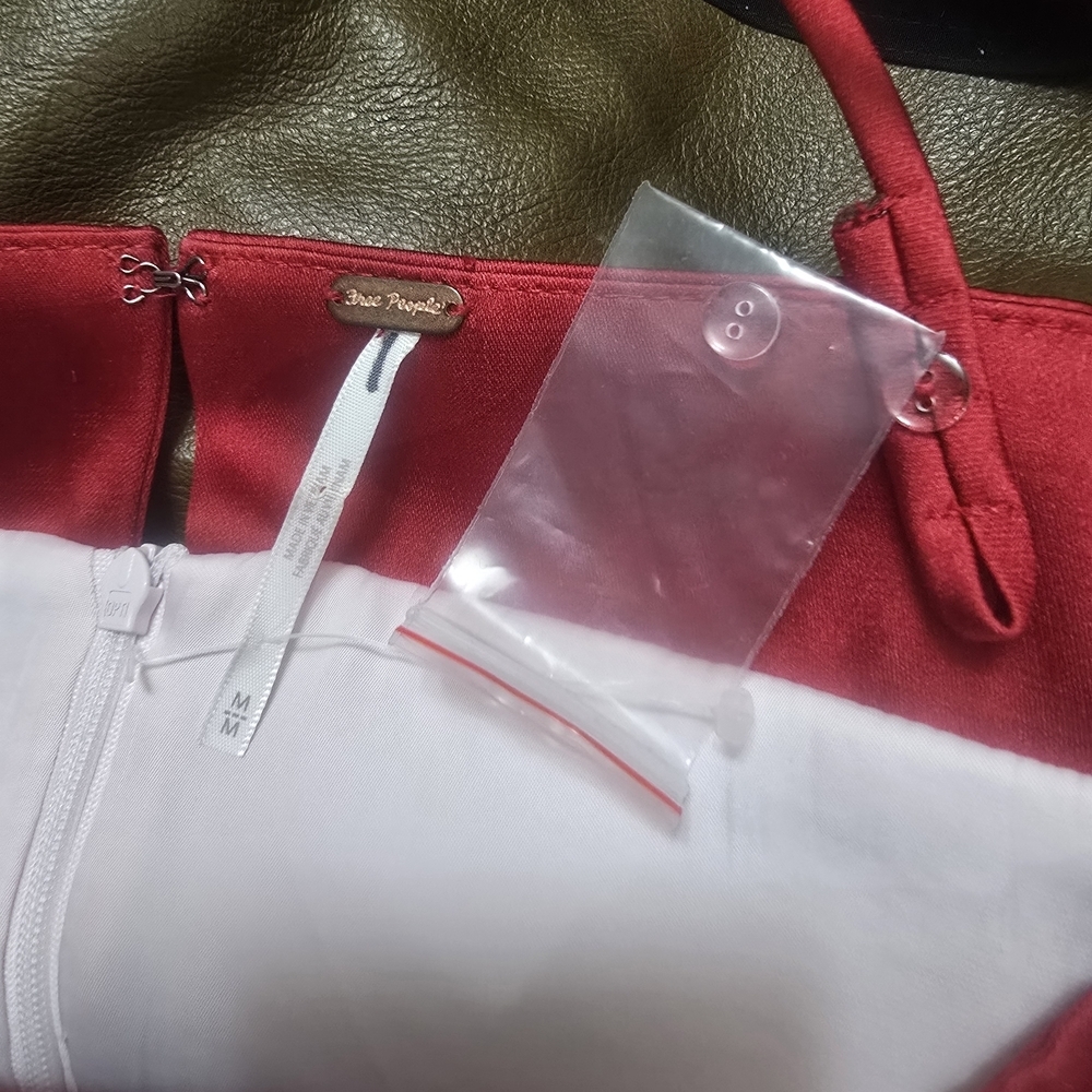Free People Pink Mini Slip Dress with Red Satin Trim - Picture 5 of 9
